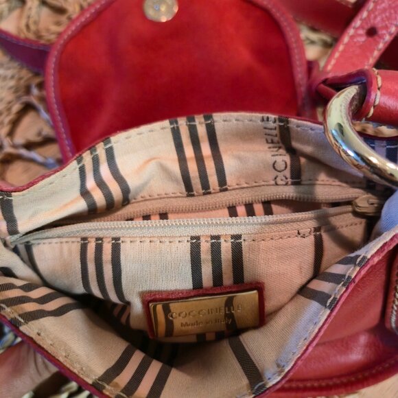 Vintage coccinelle red mini leather suede crossbody bag - Picture 3 of 8